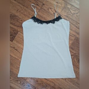 EUC The Limited Lace Trimmed Adjustable Camisole Cami Size S Taupe Tan Black